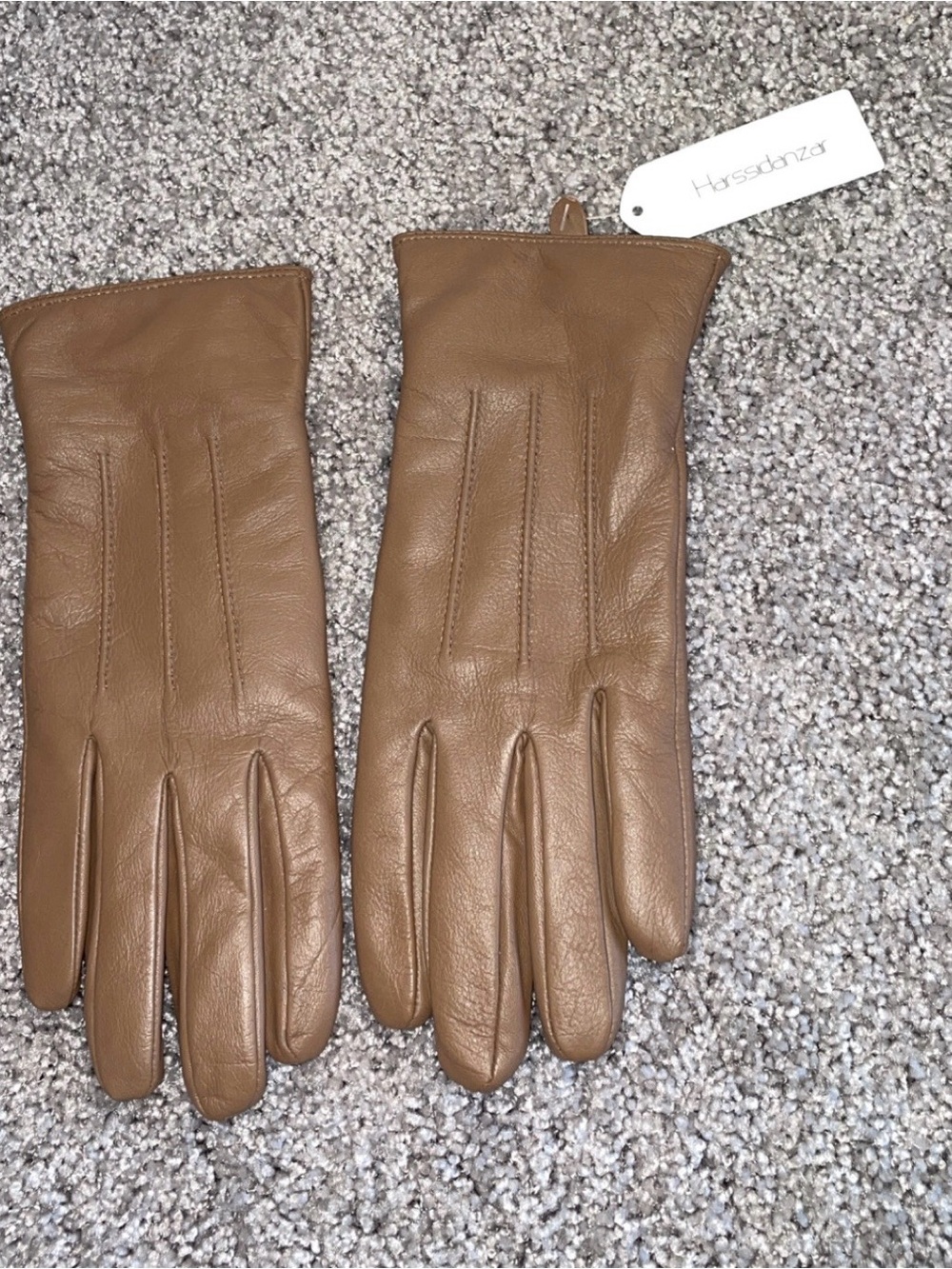 Harssidanzar Tan Leather Dress Gloves